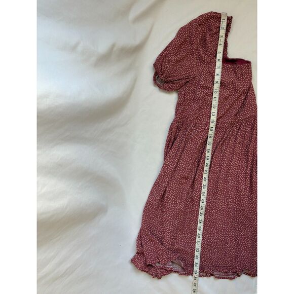 Live to be Spoiled Midi Cottage Prairie Dress Size M Red Floral Puff Sleeve - Picture 10 of 10